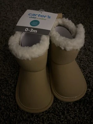 New Carter's Child of Mine Baby Girl Faux Fur Boots Footwear Size 0-3 - Image 1 of 3