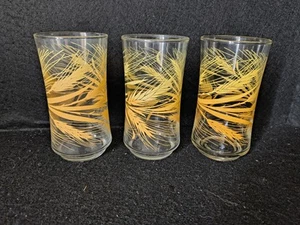 Set of 3 Vintage Libbey Golden Wheat Glass Tumblers 10-12 oz. 5.25” - Picture 1 of 2
