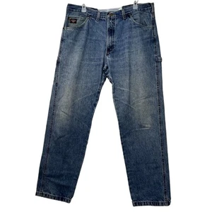Vintage Diamond Cut Made In USA Carpenter Med Blue Wash Denim Jeans Mens 38 x 32 - Picture 1 of 19