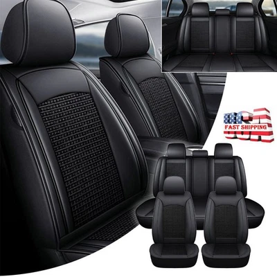 Car Seat Covers Full Set Deluxe Leather Protector 5-Seats Front Rear For Toyota Foto 1 de 4