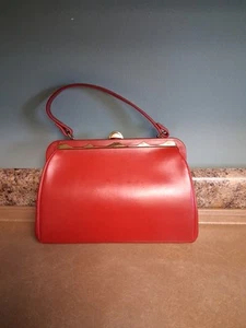 Vintage 1950s Red Leather???? Clutch Purse - Bild 1 von 14