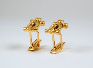 Gold Plated Sterling Silver F 1 / Open Wheel Race Car Cuff Links Free U.S. Ship - Picture 1 of 3