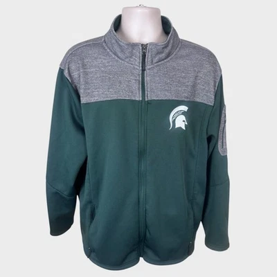 Colosseum Mens XXL Gray Green Full Zip MSU Michigan State Spartans Jacket - Image 1 of 4