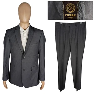 Pierre Loren Two Piece Super 150s Solid Gray Suit 40L Long Pants 34X31 - Picture 1 of 15
