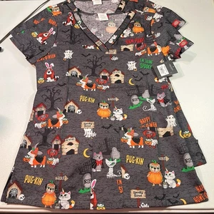 Nuevo con etiquetas Blusa Médica Dickies Halloween Para Mujer Veterinaria Perros Gatos XS DK709 - Imagen 1 de 6