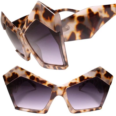 Gafas de sol de gran tamaño vanguardistas inclinadas esquina vintage ambiente para mujer ojo de gato tortuga Foto 1 de 3