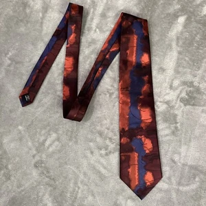 J Garcia Mens Neck Tie Blue Orange Maroon Abstract Print Silk 4” - Picture 1 of 5