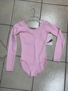 Leotardo Infantil Grande 12-14 Rosa Manga Larga Baile Gimnasia Nuevo con Etiquetas - Imagen 1 de 2