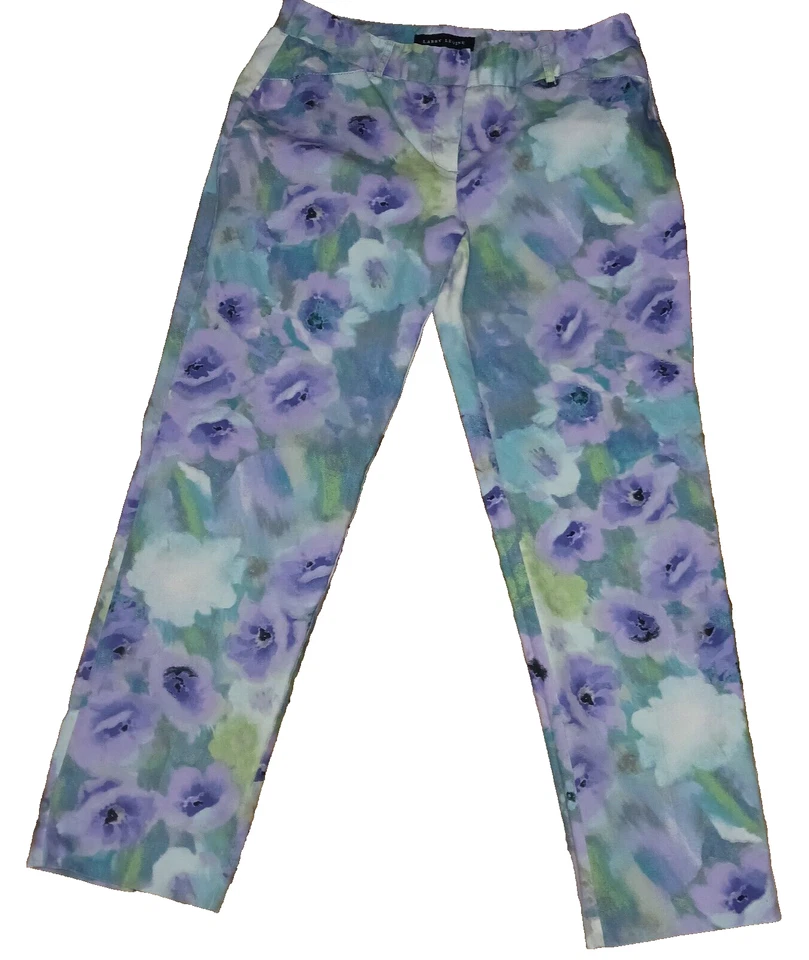 Pantalones Larry Levine azul púrpura florales para mujer talla 6 Foto 1 de 2