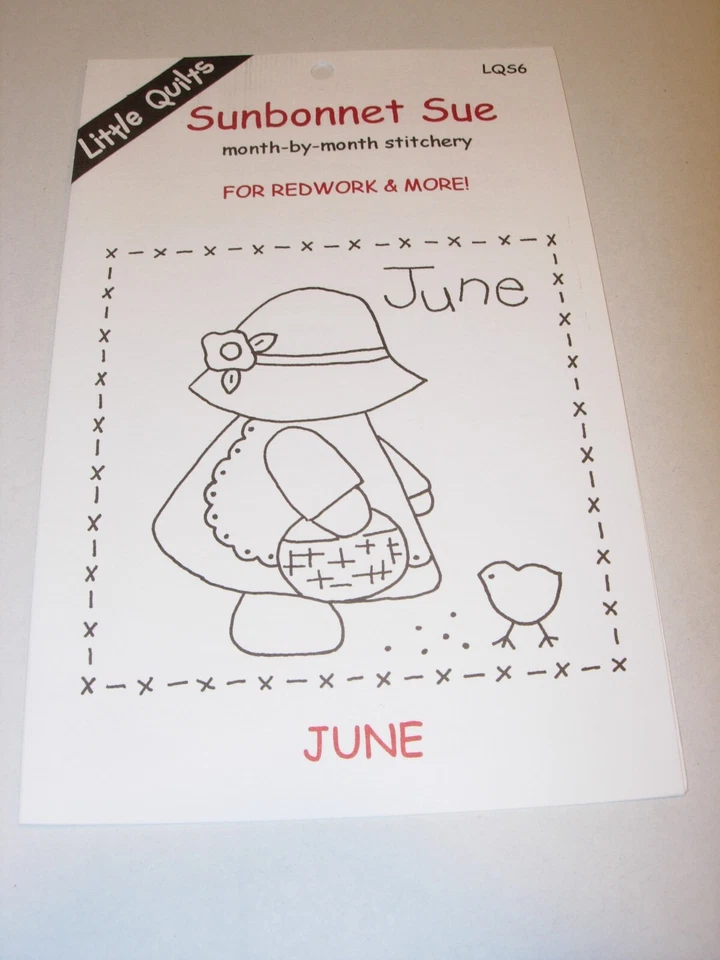 5 1/2" Sunbonnet Sue Redwork & MORE Quilt Block Pattern EMBROIDERY CRAFTS JUNE - Image 1 of 3