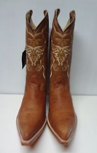  Men's  Shoulder Tan leather  Western Cowboy Boots Size 12 (C141)