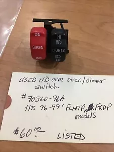 Interruptor de sirena/atenuador Harley Davidson OEM #70360-96A - Imagen 1 de 1