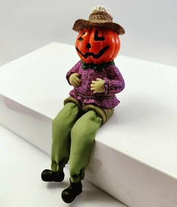 Pumpkin Shelf Sitter Trick or Treat Resin & Cloth Halloween Fall Decor - Picture 1 of 12