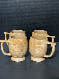 Set of FOUR Frankoma C7 Pottery Beige /Brown Tea/Coffee Mugs - Picture 1 of 5