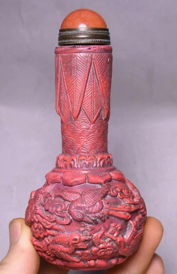 Botella de tabaco de pájaro grúa gema turquesa roja cultura Hongshan de 11 cm de colección Foto 1 de 4