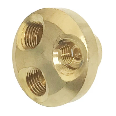 WENNOW 3 Way 1/4" Air Divider Manifold 4 Compressors Couplers Inlet/Outlets Solid Brass