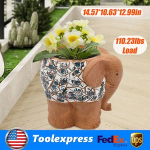 Animal Plant Pot Cute Elephant Shape Planter With Drainage Hole Flower Pot US - Picture 1 of 18