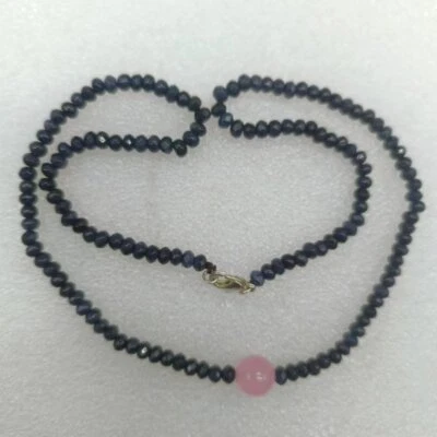 Mujer 10mm Rosa Jade/2x4mm Facetado Azul Oscuro Jade Collar Cuentas Redondas 18" Regalo Foto 1 de 4