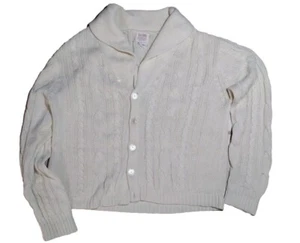 Vtg 70s 80s Thane Fisherman Shawl Collar Cardigan Sweater Large L Cableknit - Picture 1 of 6