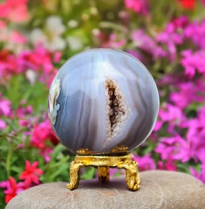 60mm Druze Lace Agate Meditation Energy Power Spirit Chakra Healing Sphere Ball - Picture 1 of 10