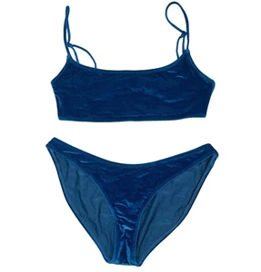 Triangl Bikini Blue Velvet Mica Navi Designer Bikini Set Boho Beach Fairy Medium - Picture 1 of 24