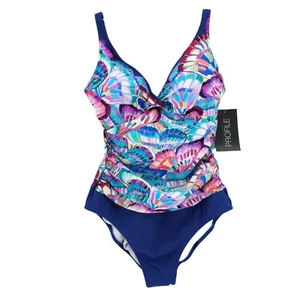 NWT GOTTEX One Piece Swimsuit Swim Suit Colorful Padded Underwire Size US 8 - Picture 1 of 8