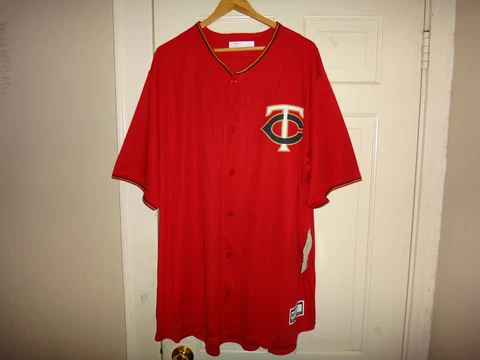 NWT Minnesota Twins Men's Big & Tall Red Short Sleeve Button-Up Jersey Cover
