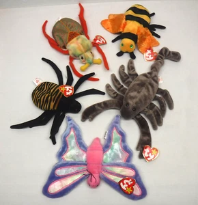Lot of 5 Ty Beanie Babies all INSECTS BUGS theme, all w/ swing tags MWT retired - Picture 1 of 4