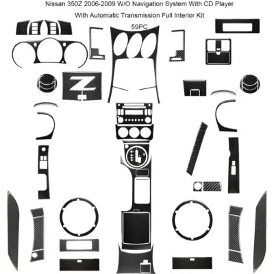 59X Sin Navegación Para Nissan 350Z 03-09 Instrumento de Fibra de Carbono Juego Completo Decoración Cubierta Foto 1 de 4