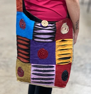 Bunte super süße Baumwolle Hobo Bag Nepali Rasiermesserschnitt Design 5 Spiralen 16" - Bild 1 von 3