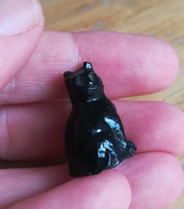 Antique Czech black cat pressed glass cracker jack charm miniature - Picture 1 of 17