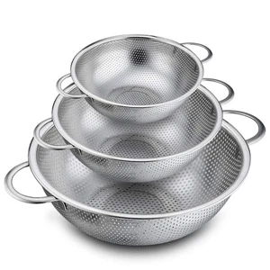 Colander Set of 3, Stainless Steel Micro-Perforated Colanders Strainers for D... - Picture 1 of 7