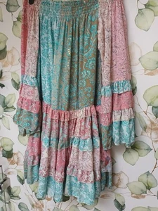 Beautiful Multi Coloured Off The Sholder Tiered Dress Size 14 - Picture 1 of 3