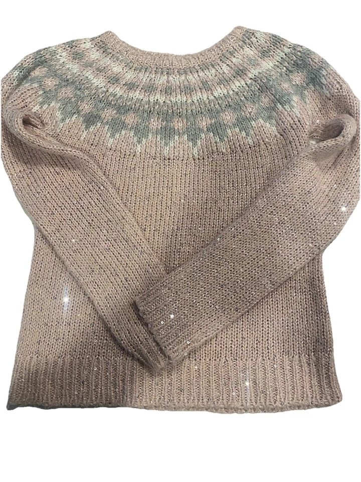 Suéter feminino Oshkosh B’Gosh rosa e cinza com lantejoulas tamanho 8 * Falho - Imagem 1 de 4