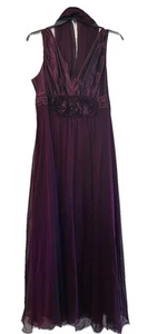 Rickie Freeman Teri Jon 100% Silk Dress 20 W Sleeveless Flowy Berry w/ shawl - Picture 1 of 8