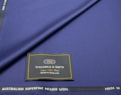 Blue Super 130s Wool Fabric Suiting Thobes Dishdasha Plain Solid 3.50m x 1.50m - Image 1 of 4