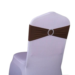 50 Pack Chocolate Brown Spandex Chair Sashes, Bows, Bands, Buckles, Wedding Set - Picture 1 of 7