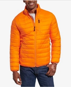 Club Room Mens Quilted Packable Puffer Jacket Gray XL Orange  - Picture 1 of 4