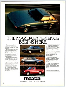 1984 MAZDA RX-7 GSL-SE CAR AUTOMOBILE Vintage 8"X11" Magazine Ad 1980's HTN-2 - Picture 1 of 1