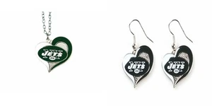 Officially Licensed Swirl Heart Necklace and Earring Set Choose Your Team - Picture 1 of 8