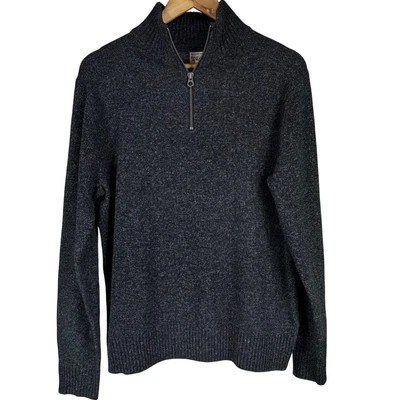 J. Crew Marled Rugged Merino Wool Blend Half Zip Sweater Charcoal Men's Medium - Image 1 of 4