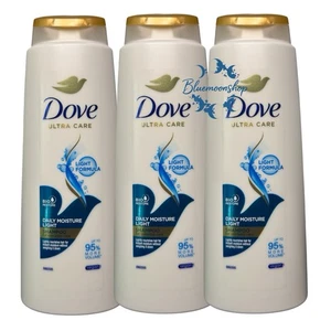 3 x 400ml Dove Light Daily Moisture Shampoo Light Formula For Everyday Care - Picture 1 of 3