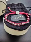 LINKS OF LONDON SILVER HEART BEADS FRIENDSHIP BRACELET WITH HOT PINK CORD