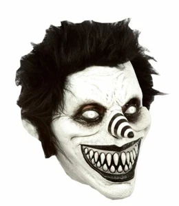 CREEPYPASTA LAUGHING JACK LATEX HEAD MASK WITH HAIR SCARY HALLOWEEN FUN - Picture 1 of 1