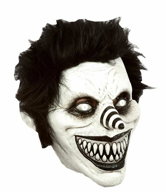 CREEPYPASTA LAUGHING JACK LATEX HEAD MASK WITH HAIR SCARY HALLOWEEN FUN - Image 1 of 1