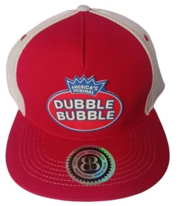 DUBBLE BUBBLE Brisco Brands BUBBLE GUM CAP Snap Back ROSSO e BIANCO [Nuovo e Raro!] - Foto 1 di 5