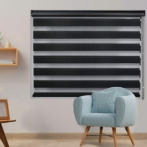 Zebra Blinds for Window Dual Roller Shades with Valance Cover Day and Night Curt