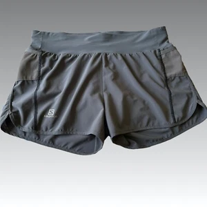 SALOMON Running Shorts Medium 2-in-1 ActiLite Pockets Wide Band Drawcord Gray - Picture 1 of 6