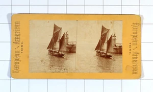 Angeln Segelboot & Leuchtturm: Stereoskop: europäische amerikanische Ansichten - Bild 1 von 2