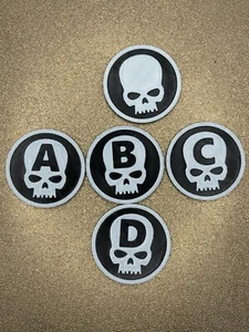 5 x 40k Objective Markers A,B,C,D Table Top War Games Gaming Black & White - Bild 1 von 5